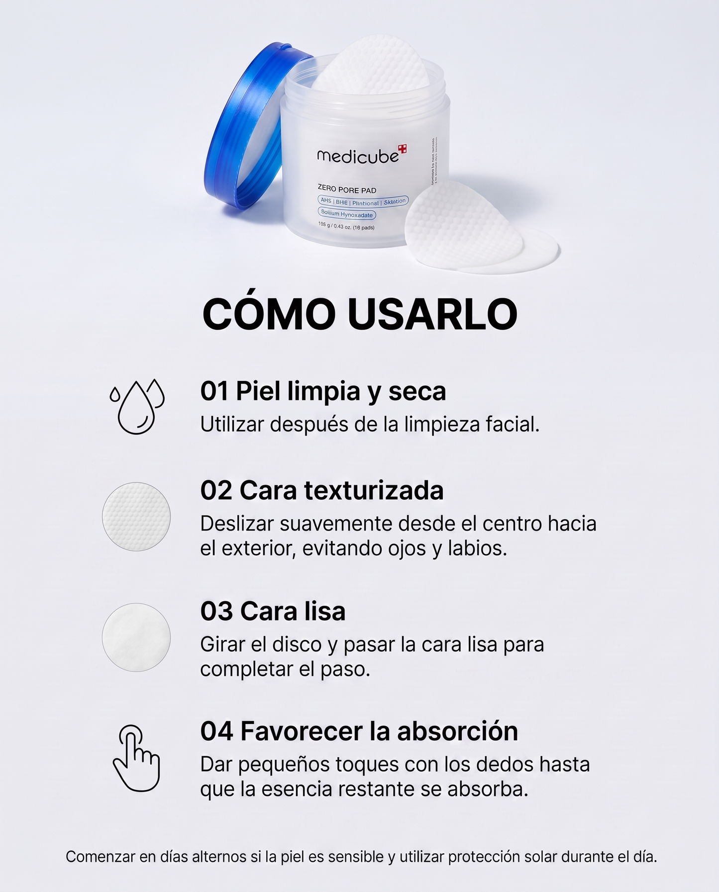 MEDICUBE Zero Pore Pads · Discos Exfoliantes con AHA + BHA 70 uds.