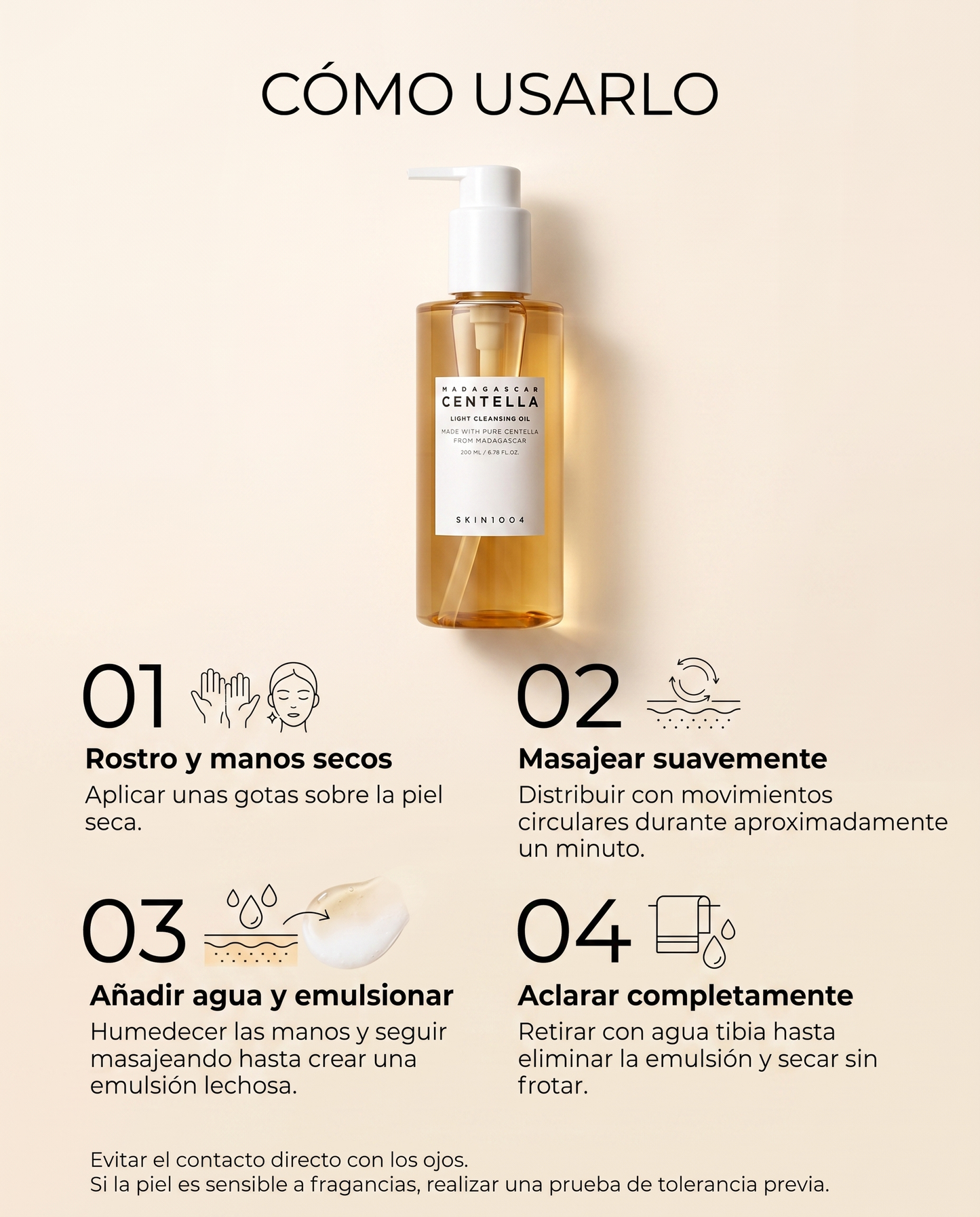SKIN1004 Light Cleansing Oil · Aceite Limpiador con Centella Asiática 200 ml