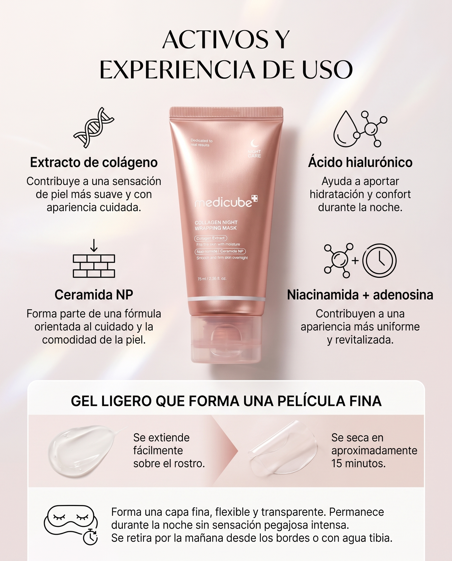 MEDICUBE Collagen Night Wrapping Mask · Mascarilla Nocturna con Colágeno 75 ml