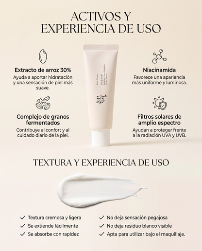 Beauty of Joseon Relief Sun · Protector Solar Rice + Probiotics SPF50+ PA++++ 50 ml