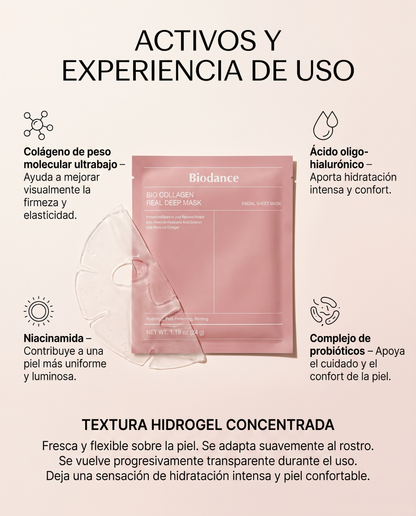 Biodance Bio-Collagen Real Deep Mask · Mascarilla Hidrogel Coreana 4 uds.