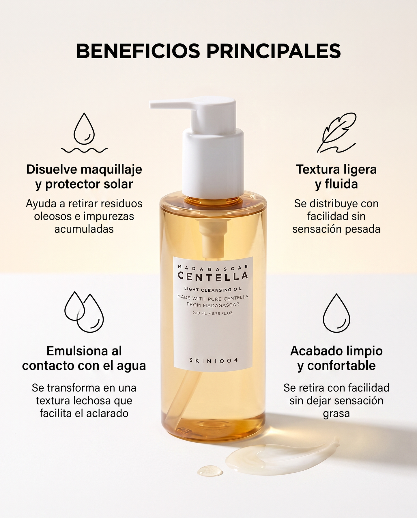 SKIN1004 Light Cleansing Oil · Aceite Limpiador con Centella Asiática 200 ml