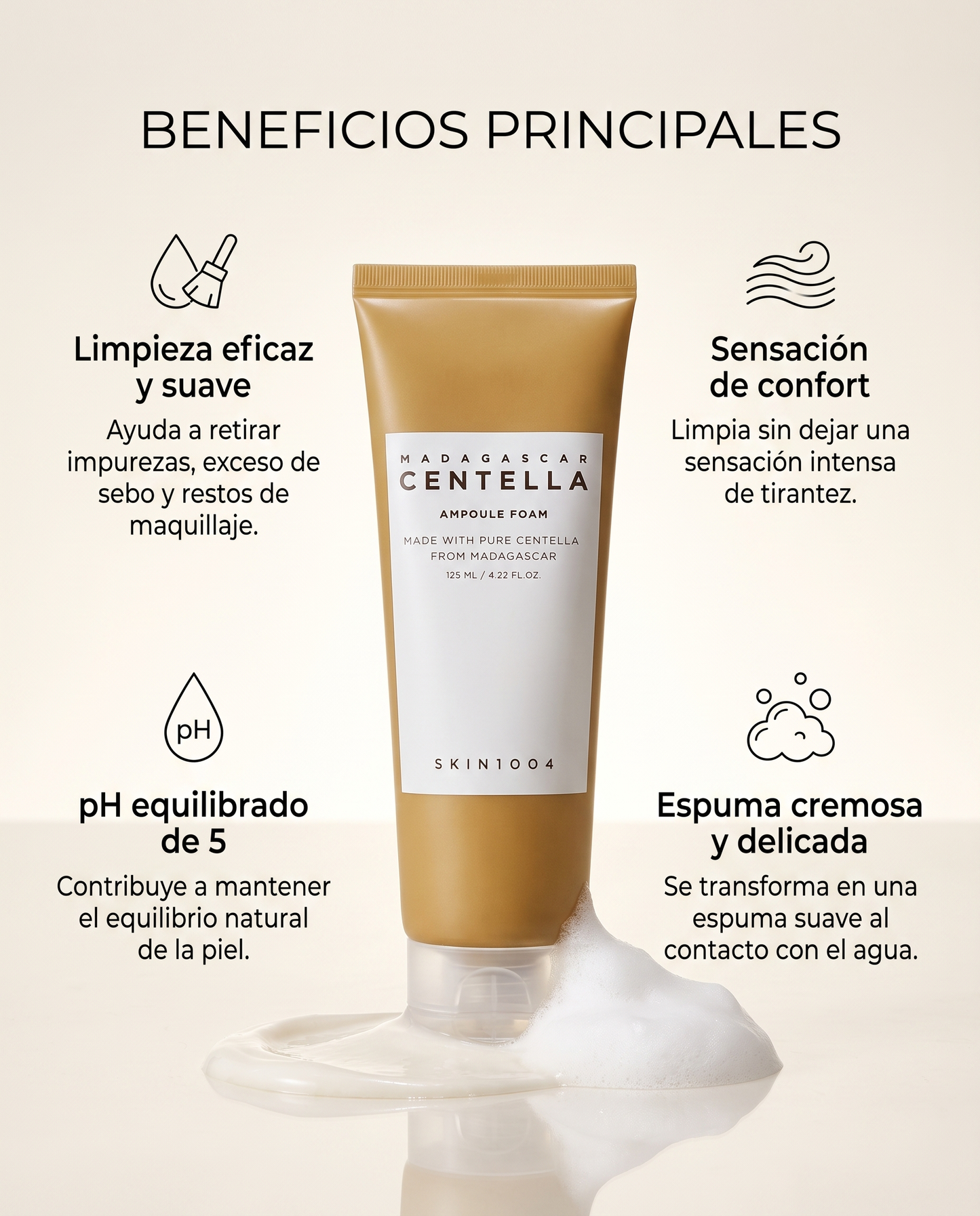 SKIN1004 Centella Ampoule Foam · Limpiador Espuma con Centella Asiática 125 ml