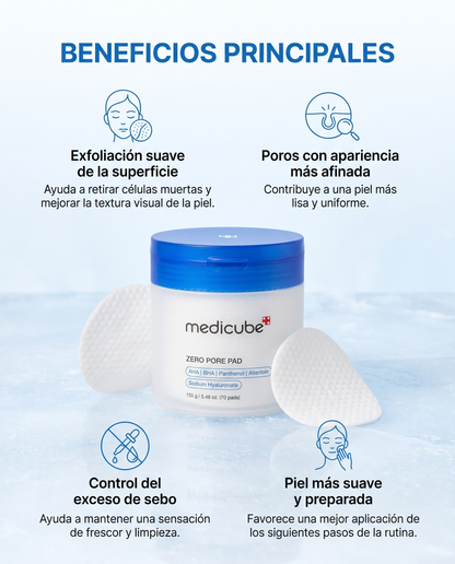 MEDICUBE Zero Pore Pads · Discos Exfoliantes con AHA + BHA 70 uds.