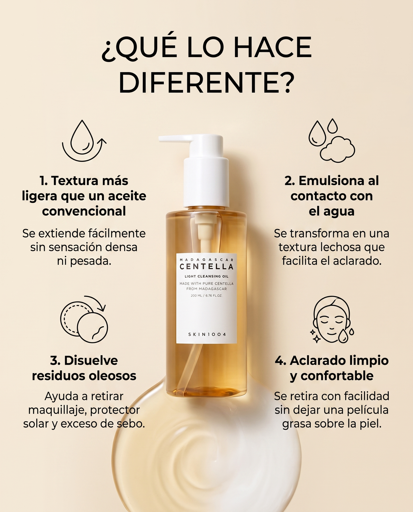 SKIN1004 Light Cleansing Oil · Aceite Limpiador con Centella Asiática 200 ml