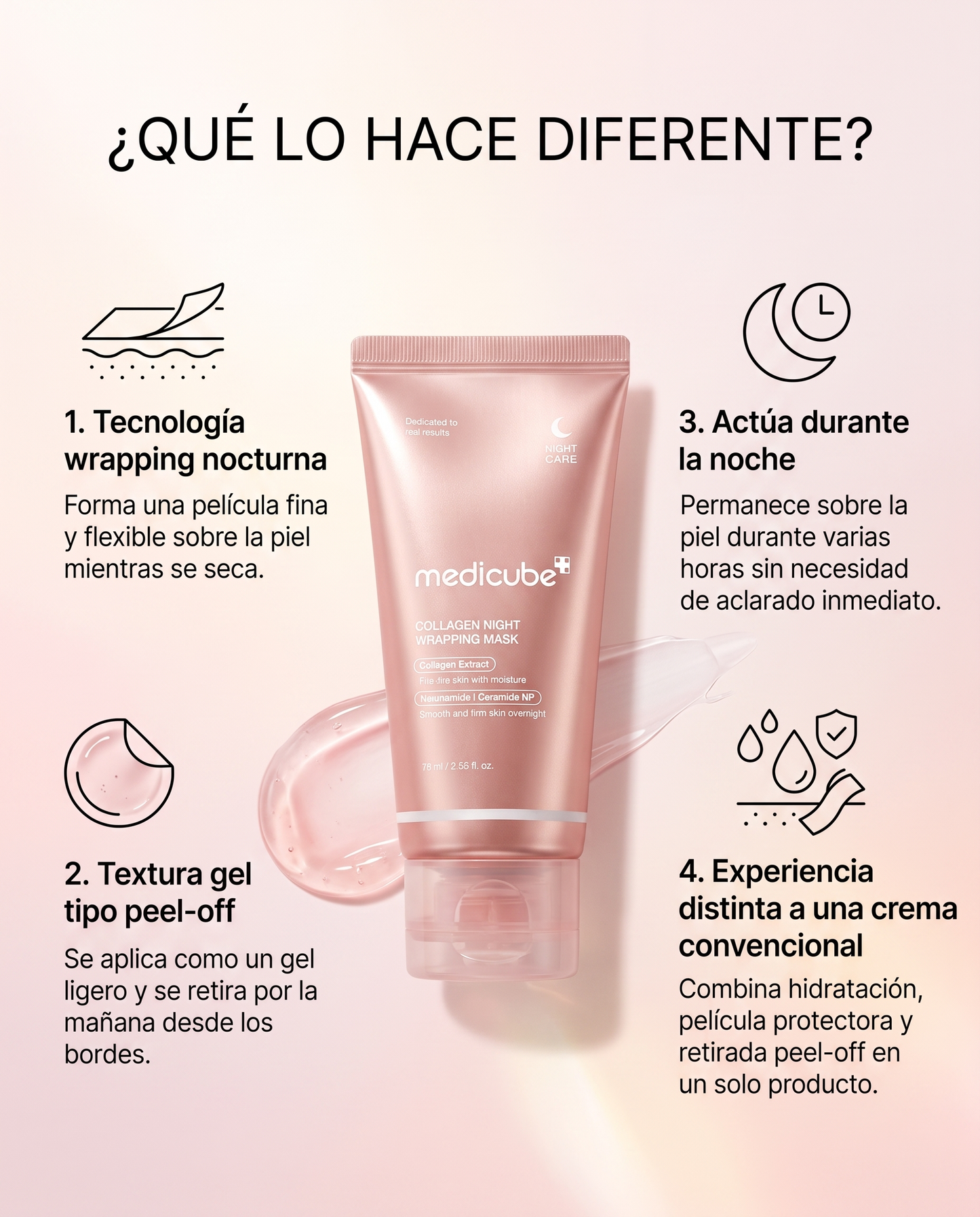MEDICUBE Collagen Night Wrapping Mask · Mascarilla Nocturna con Colágeno 75 ml